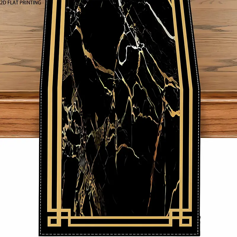 2D flat printing, 1 piece/4 pieces of table flags, placemats, Household Placemat, Coasters, marble abstract black gold pattern, suitable for kitchen, dining table decoration, indoor and outdoor family gatherings and parties