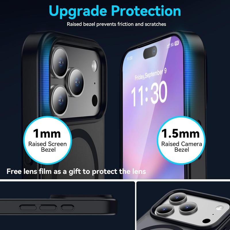 Magnetic for iPhone 17 16 15 14 13 12 Fit for MagSafe Military-Grade ,iphone 17 pro max phone cases Drop Protection Translucent Matte  Black phone cases  Durable Shockproof Protective,for Men Women Girls