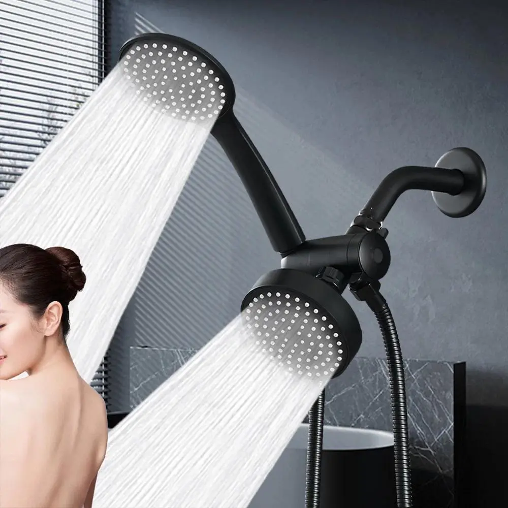 2 in1 Handheld Shower Set With Bracket Three-way Water Distributor & Explosion-proof Hose - Round Small Overhead Shower Head Set