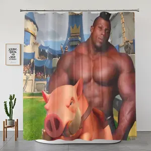 1/4 Pcs Hog Rider Shower Curtain Iconic Video Game Character Retro Gaming Art Bathroom Decor Waterproof Fabric Funny Mobile Game Fan Gift Washable Bathroom Accessories For Boys Gamers Room