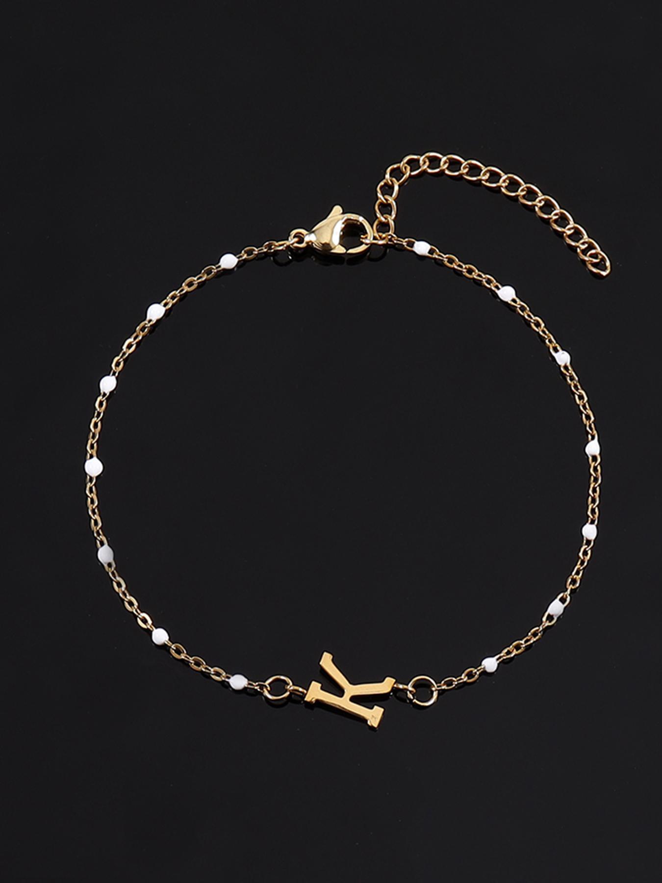 Summer Fashion Letter Detail Link Bracelet, Summer Jewelry, Stainless Steel High Quality Bracelet for Women for Party, Daily Clothing Decor, Trendy All-match & Exquisite Jewelry for Birthday Gift, Gifts for Wife, Fashionable Jewelry