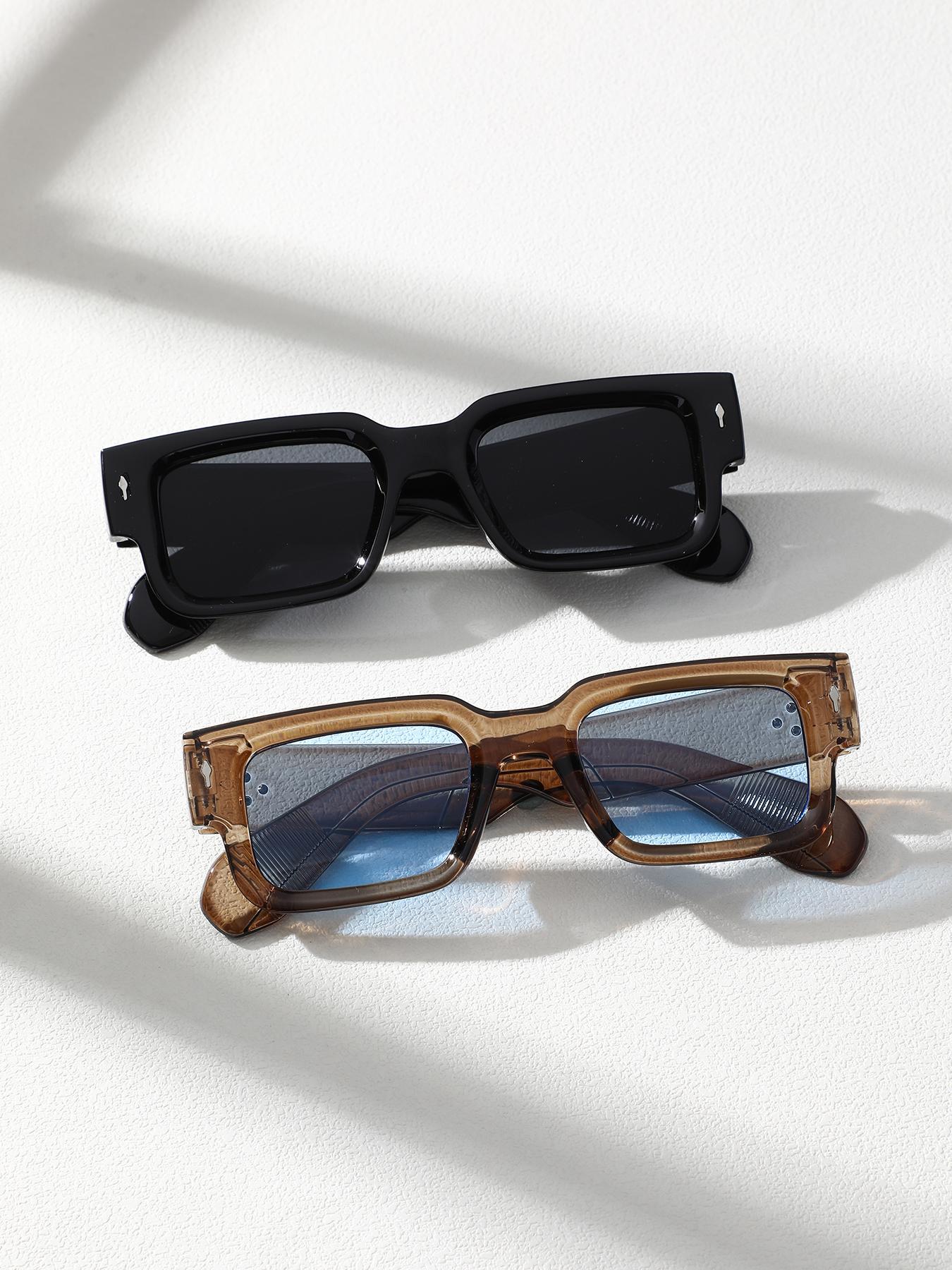 Square Frame Trendy Casual Sunglasses, Lightweight Durable UV Sun-Protective Sporty Shades for Women and Men, Travel Essentials and Back-to-School Gifts, High Quality Sunglasses for Fall Outdoor, Great His & Hers Gifts