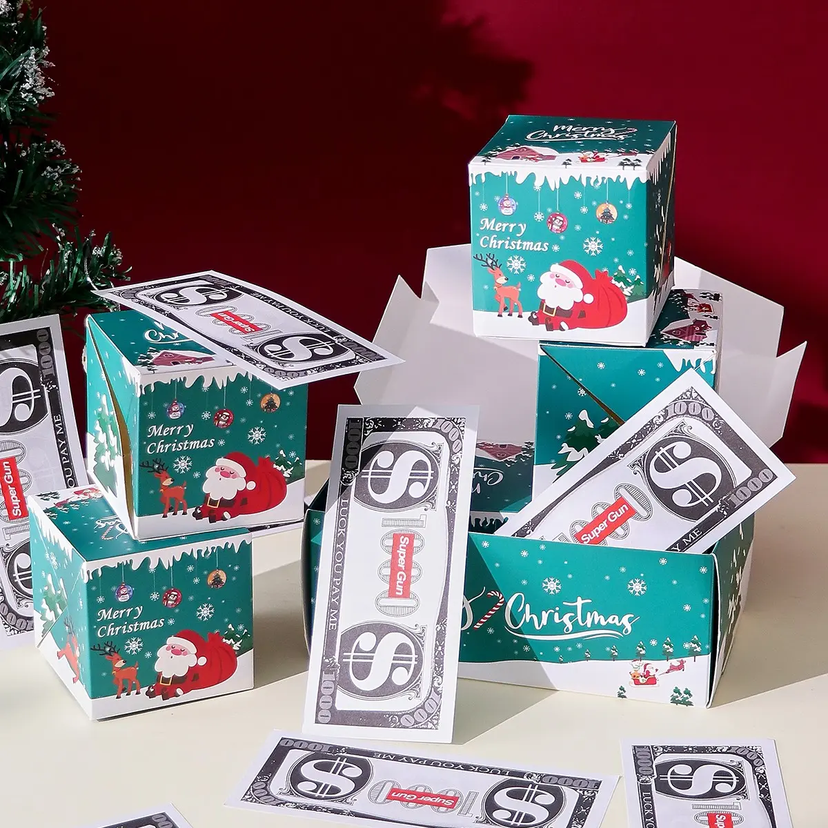 Surprise Cash Bounce Gift Box, Unique Foldable Envelope, Luxury Christmas Cash Launcher, Ideal for Small Gifts and Cash Packaging, Gift Boxed