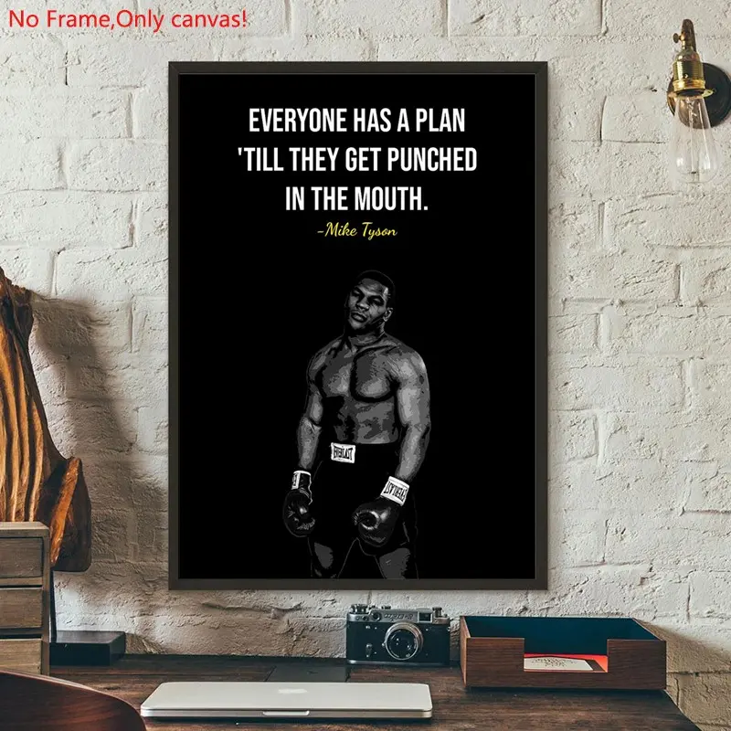 1 piece/set frameless canvas painting print poster, Classic realistic Boxing Sports star art Artwork, Mike Tyson quotes, a perfect gift for mixed martial arts loves, ideal gift for bedroom, living room, dorm hallway, kitchen,s mural, wall decor