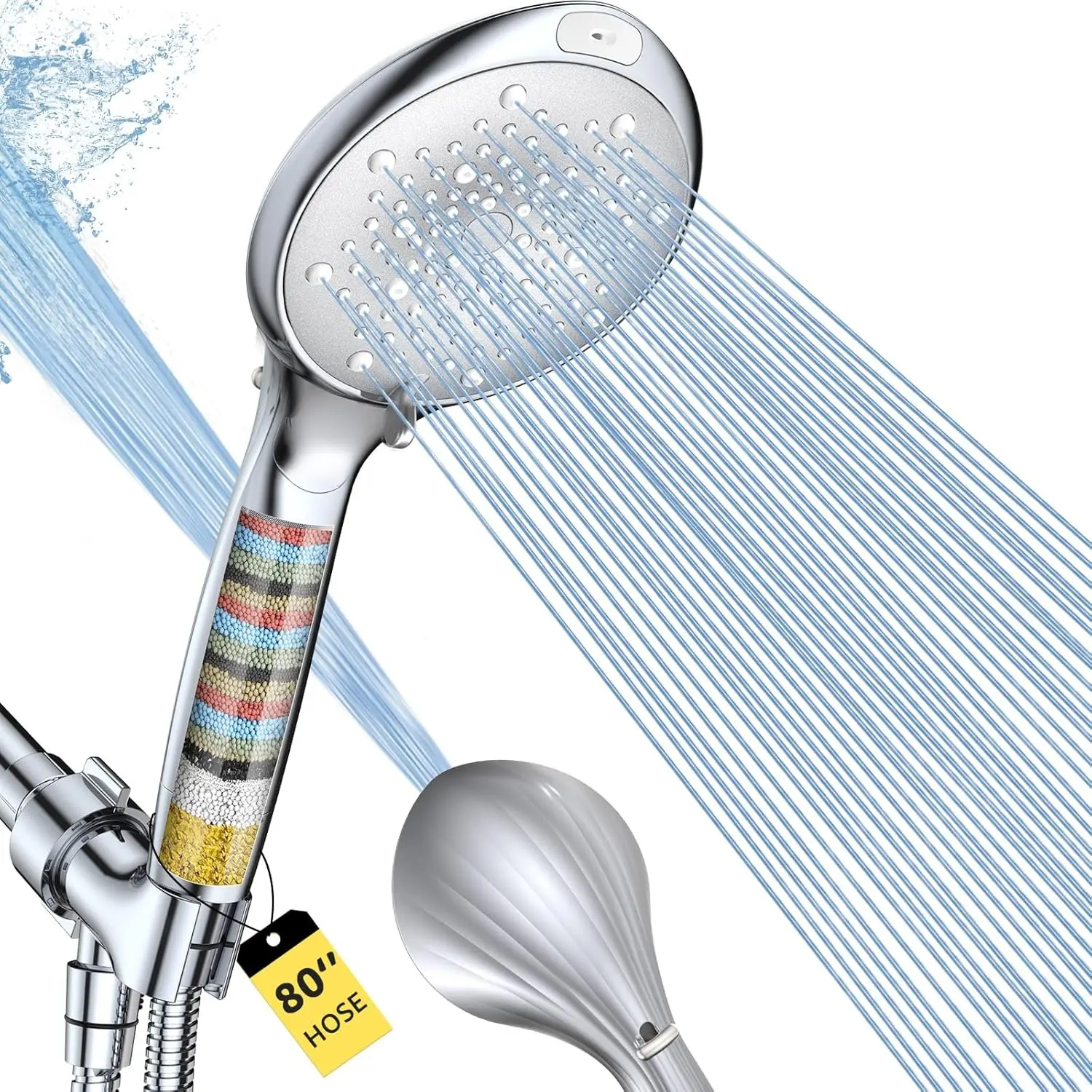 Shower  with Handheld, High  8-Mode Filtered Shower  with 80" Extra Long Stainless Steel Hose & Adjustable Bracket, -in Filter for Hard Water -Remove Chlorine, Chrome