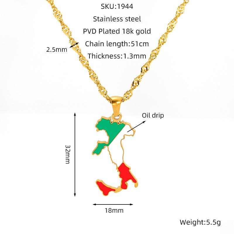 Various Countries Map Pendant Necklace Jewelry, Stainless Steel Necklace