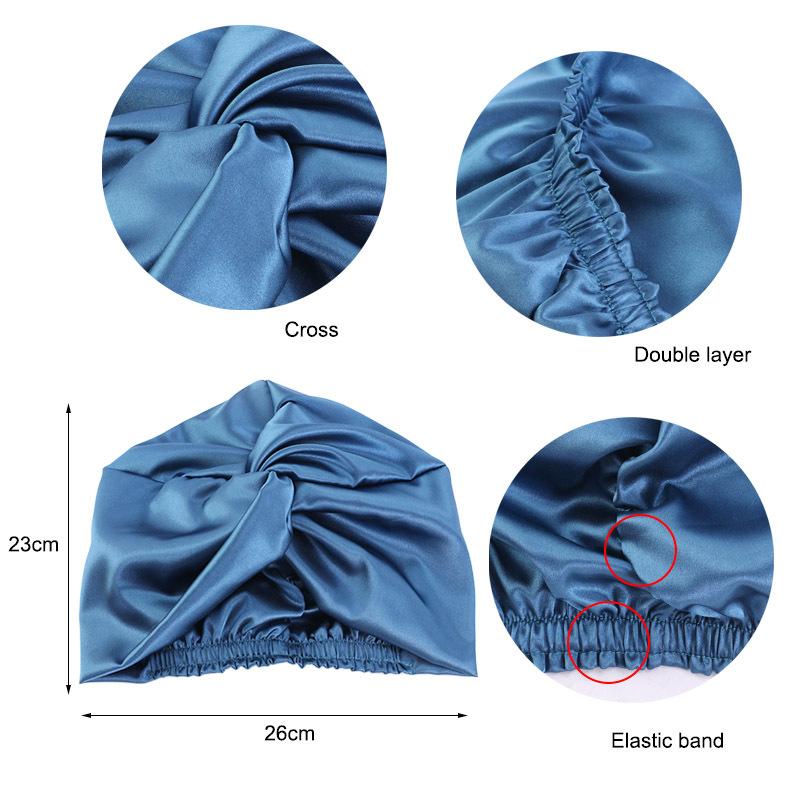 Fashion Satin Double Layer Sleep Cap, Cross Twist Shower Cap, Beauty Head Wrap