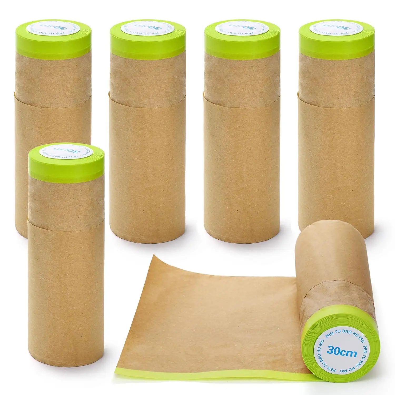 6 Rolls Pre-Taped Masking Paper for Painting, 12 Inch x 30  Tape and Drape Automotive Painter Masking Paper for  Wall Frame Floor