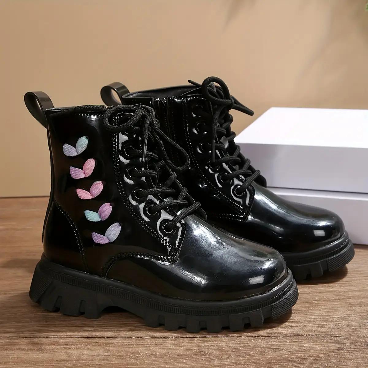 Girls' Casual Fashion Mid-Calf Boots with Lace-Up & Side Zipper Closure - Durable Faux Cover, Round Toe, TPR Sole - Perfect Fall/Winter Outdoor Activities, Casual Wear Boots |                   Playful Design |                   Durable Boots1011