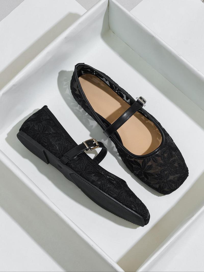 Women's Elegant Lace Pattern Ballet Flats, Ballerina Flats, Fashionable Pointed Toe Flat Shoes for Summer, Lightweight Breathable Comfortable Shoes for Daily Wear, Girl