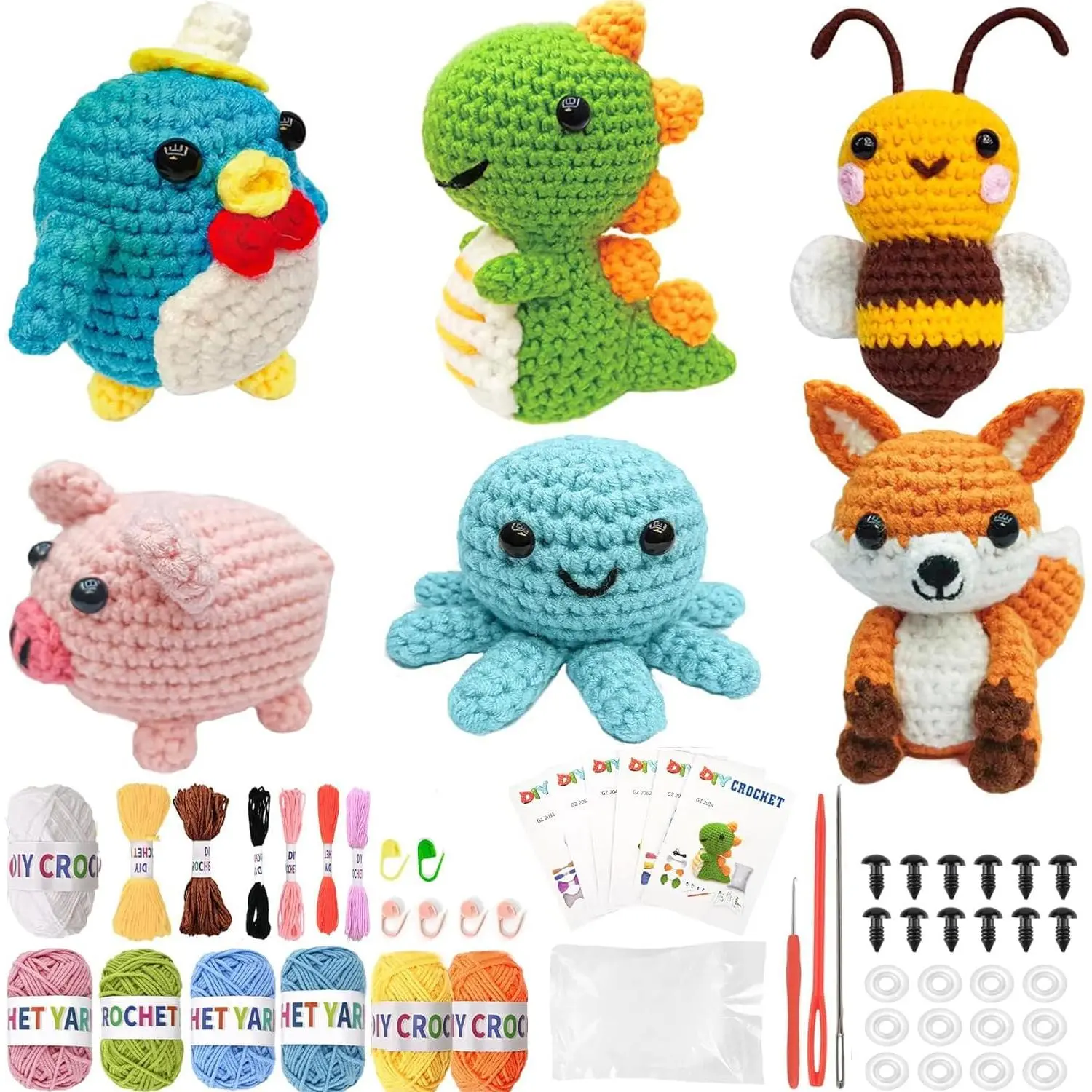 6 count Crochet Kit for Beginners, 2026 DIY Craft for Adults, Christmas  for Crochet Lovers, Crocheting  Knitting Kit with Step-by-Step Video Tutorials, Yarn, Hook ()