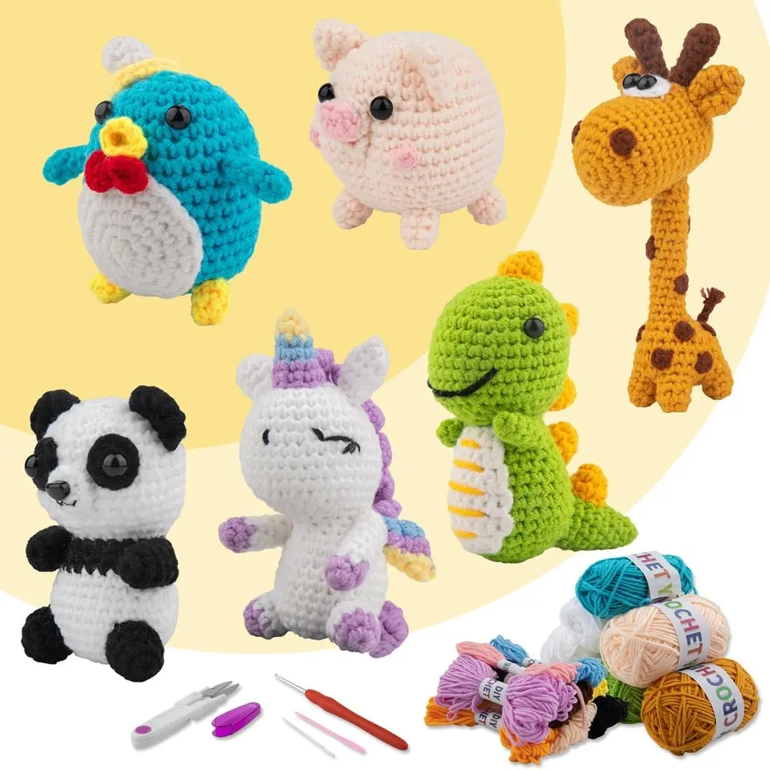 6 count Crochet Kit for Beginners, Crochet  Kits,Knitting Kit for Adults with Step by Step Videos Tutorials, Knitting Kit  Birthday Holiday , DIY  Pendants(Set -02)