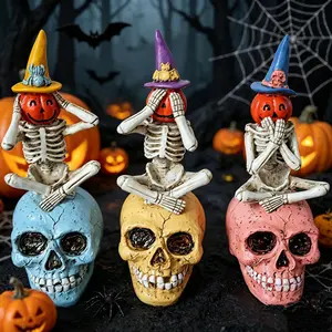 3pcs Halloween Skull Hat Set Creative Pumpkin SkeletonDecorations Halloween Party Accessories Spooky Home Decoration Supplies