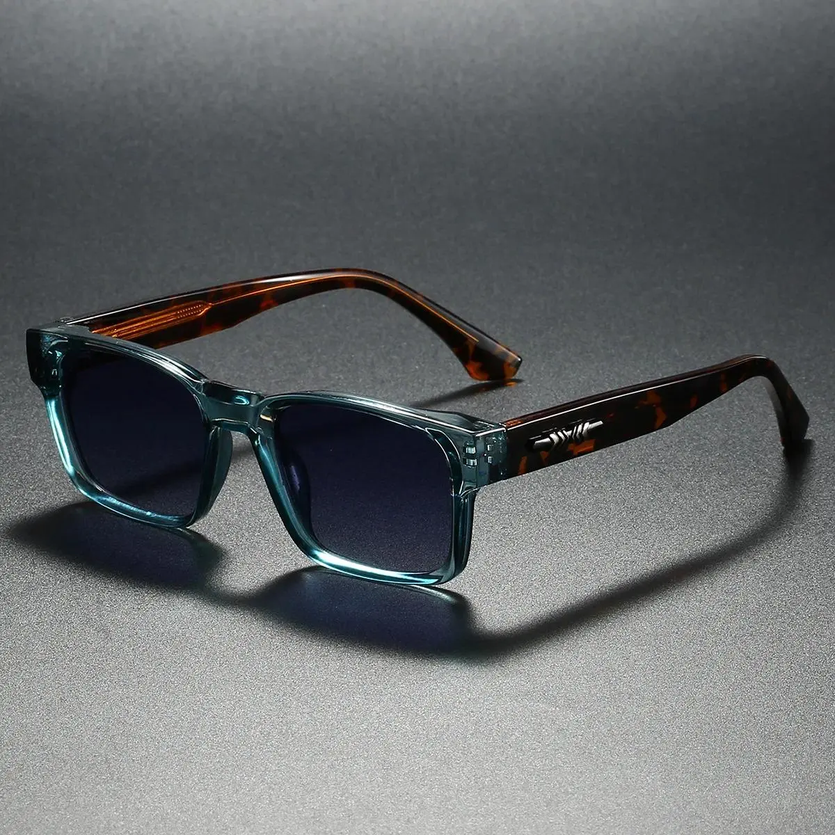 XUH Retro Look UV400 Sunglasses, Thick Square Frames, Transparent Frame with Tortoiseshell Temples, Nylon TR90 Unisex Fashion Eyewear for Daily Wear, Driving, Beach, Transparent Temples, Uv400 Lenses, Sunglasses For Women, Men's Sunglasses
