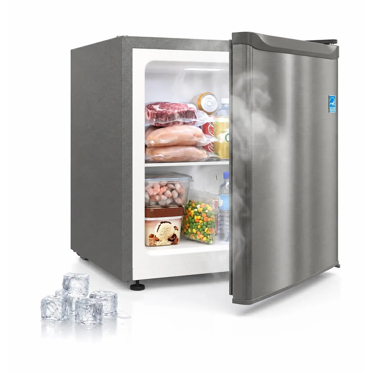 Compact Upright Mini Freezer - Space-Saving Stand-Up Freezer with Easy-Access Door, Removable Shelf, Temperature Control for Home, Apartment Storage, Feet-Equipped Office Use