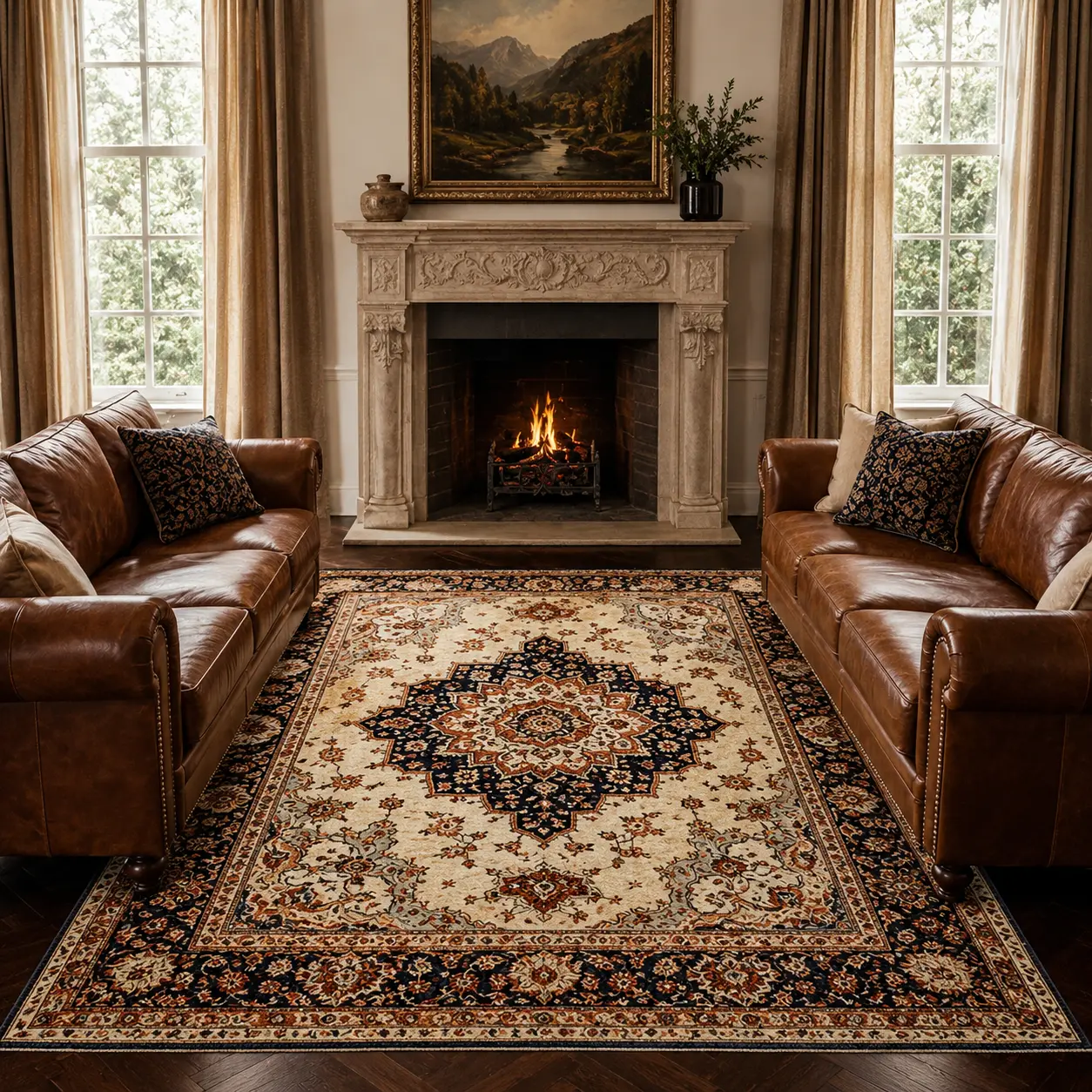 Vintage Persian Area Rug Large Living Room Carpet Non Slip Soft Floral Oriental Rug for Bedroom Dining Room Home Decor