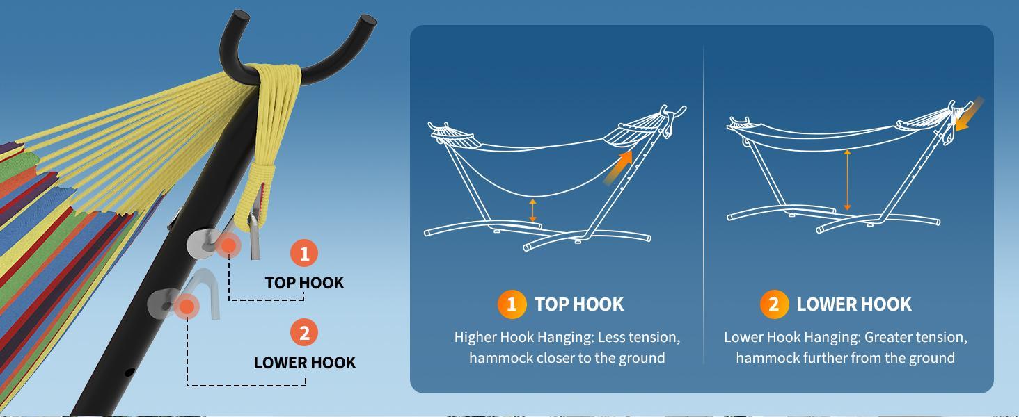 2 Person Double Hammocks with Stand for Outside, Hammocks Portable Space Saving Heavy-Duty Steel Stand for Indoor Outdoor Patio with Carrying Bag, 450 lbs Capacity