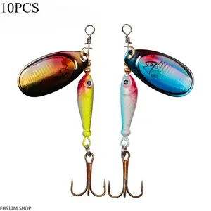 10PCS Metal Inline Spinner Fishing Lure for Bass & Trout - Hard Bait Spoon with High Flash & Vibration