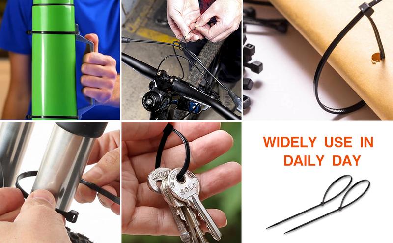 800 Pack Zip Ties Assorted Sizes 4+6+8+10+12 Inch Cable Ties 50lbs Tensile Strength Black Cable Zip Tie Heavy Duty Plastic Tie Wrap Assortment Cord Management for Home,Office,Workshop,Gardening