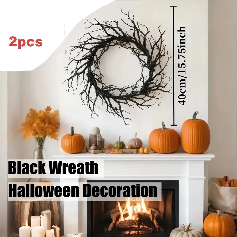 Halloween Skull Wreath Decorations, Wall Hanging Plastic Ornaments, Retro Style, No Feathers, No Power Needed, Perfect for Festivals