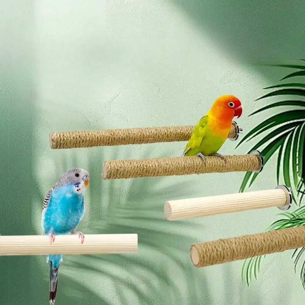 Natural Wood Bird Perch Stand Stick - 15cm,20cm,25cm Parrot Chewing & Paw Grinding Accessory for Budgie, Cockatiel, Lovebird, A15cm, A20cm