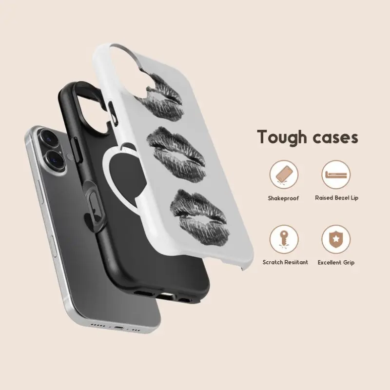 Trendy Y2K Kiss Tough Phone Case, Aesthetic Cool Graphic Cover for iPhone 17 16 15 14 13 12 11 Pro Max, Stylish Protective Accessory Trendy Y2K Kiss Tough Phone Case, Aesthetic Cool Graphic Cover for iPhone 17 16 15 14 13 12 11 Pro Max, Stylish Protective Accessory