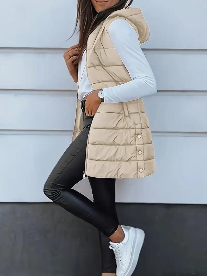 BIGWIG Solid Color Hooded Zipper Vest Jacket Women's Clothing
