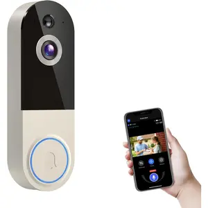 Wireless Video Doorbell Camera, AI Human Detection, 2-Way Talk, Night Vision, Cloud Storage, 2.4G WiFi, Battery, Indoor Outdoor Surveillance (Linen - No Chime Included)