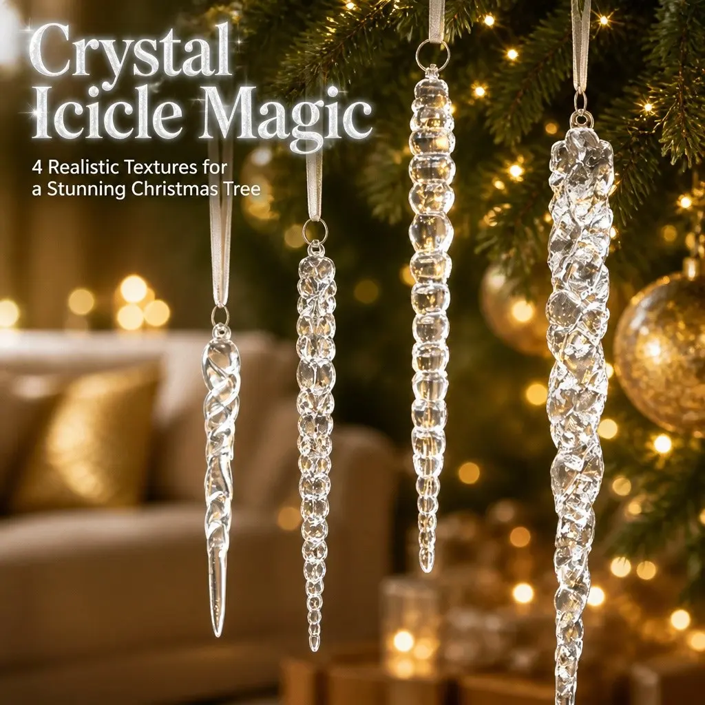 Realistic Icicle Straw Hanging Ornaments | Festive Holiday Decor, 4 Styles, Single Pack