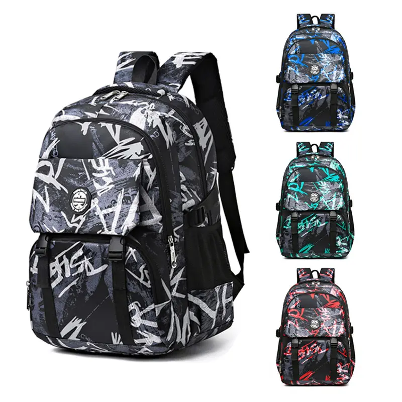 Men's Camo-Print High-Capacity Backpack - Padded Water-Resistant Travel Ready Bag with Multiple Compartments for Air Travel, Commuting