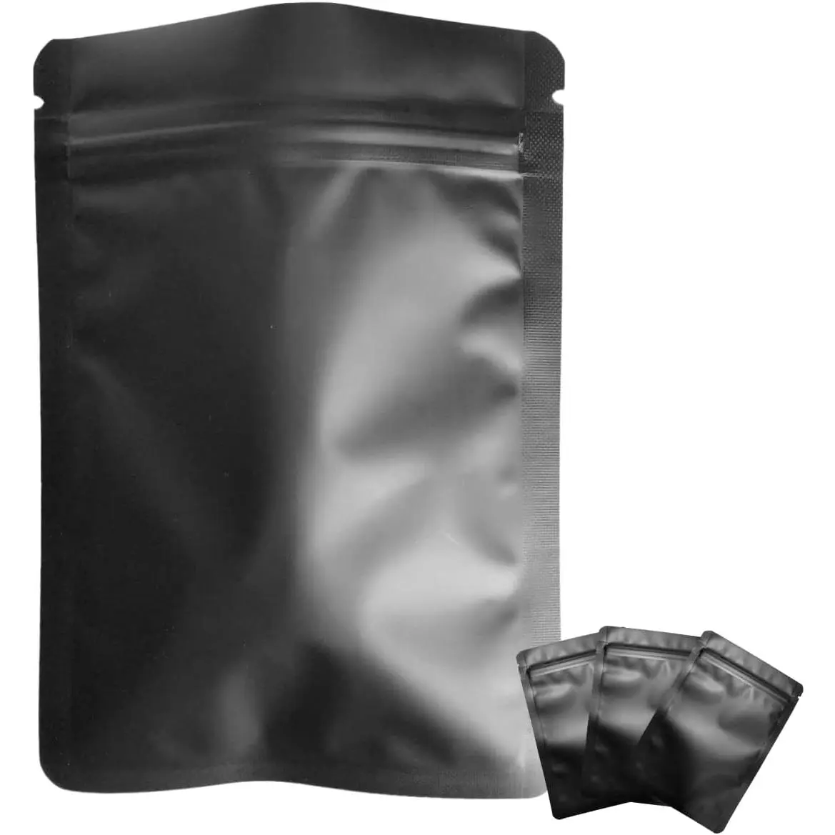 100 Pack Matte Black Mylar Bags - 3x4 Inches Resealable Smell Proof Foil Zipper  Pouches - oz Sealable Flat Packaging Sample Pouch Bag
