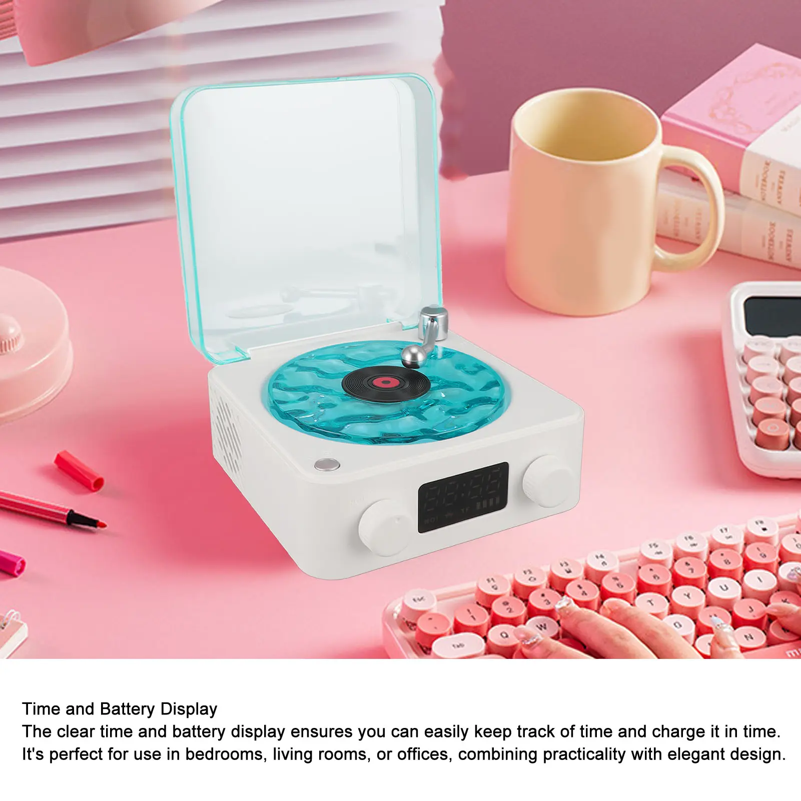 Wireless Bluetooth  Support Memory Card Multifunction Record Player   Vintage Adorable for Office duo  t2 speaker video
