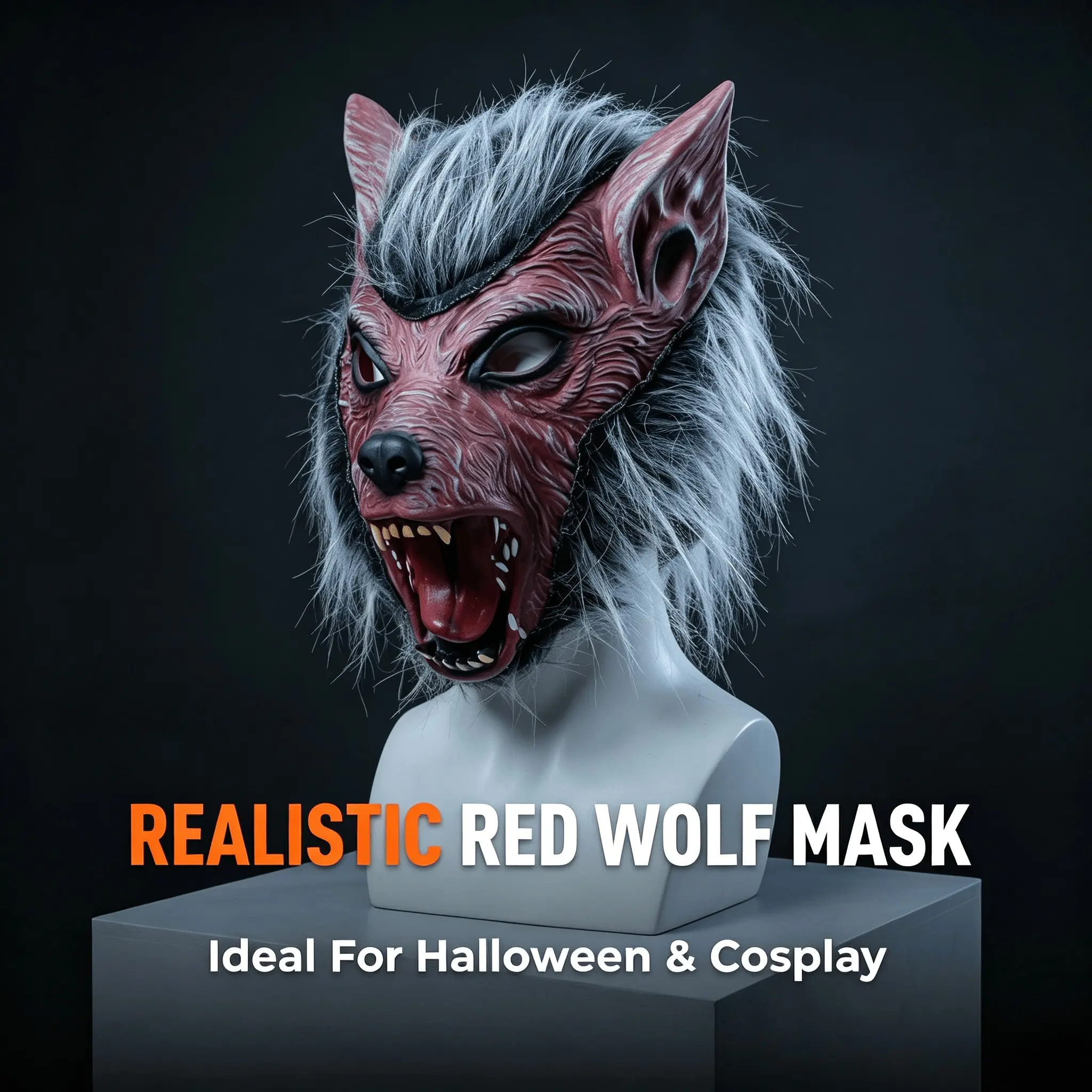 Men Werewolf Mask Halloween Full Head Latex Scary Horror Wolf Mask with Hair, Cosplay Party Carnival Costume Props, Perfect for Halloween Events