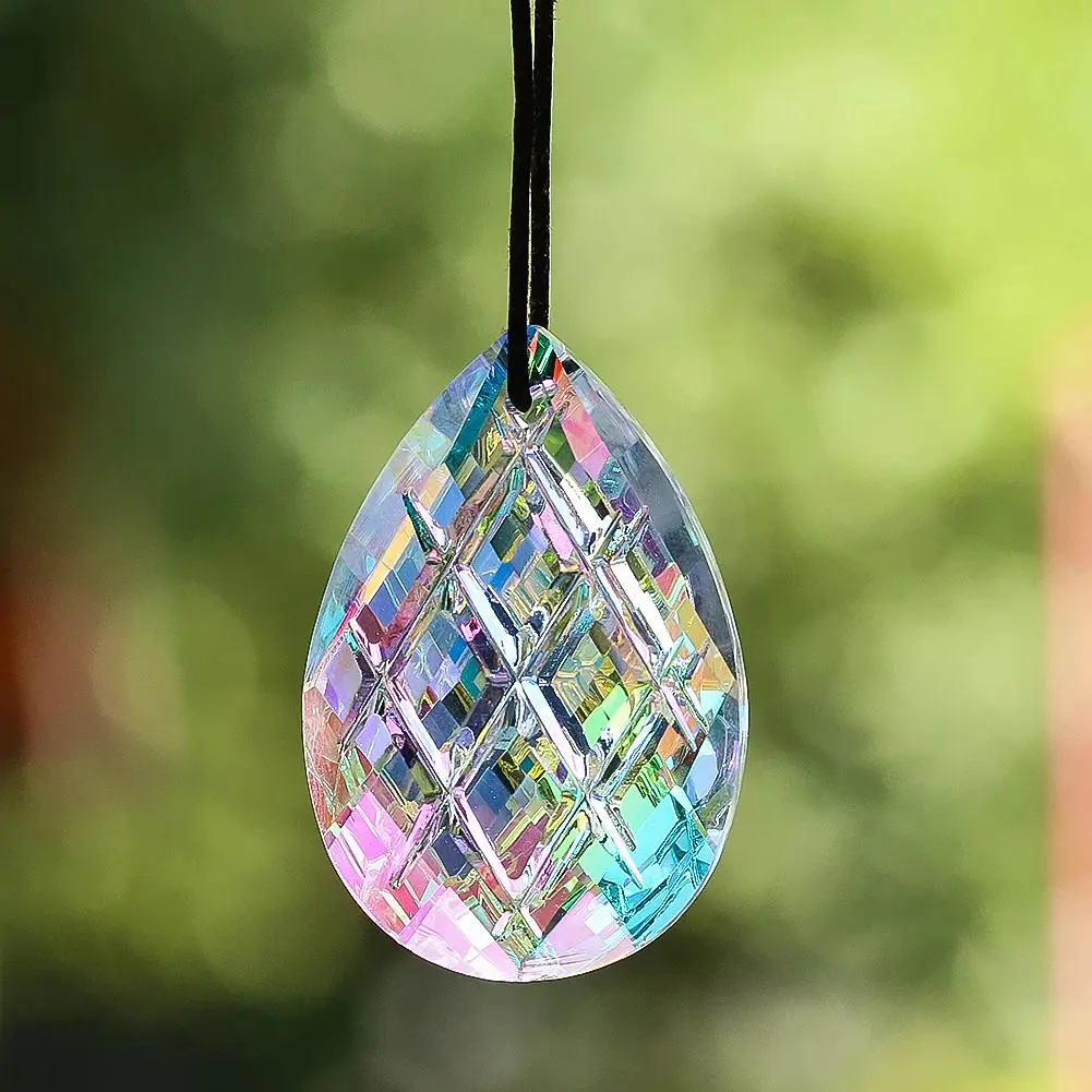 50mm Waterdrop Grid Crystal Suncatcher Glass Prism, Door-Garland Tree Ornaments, Window Hanging Decoration, Rainbow Maker, Chandelier Lamp Replacement Pendant