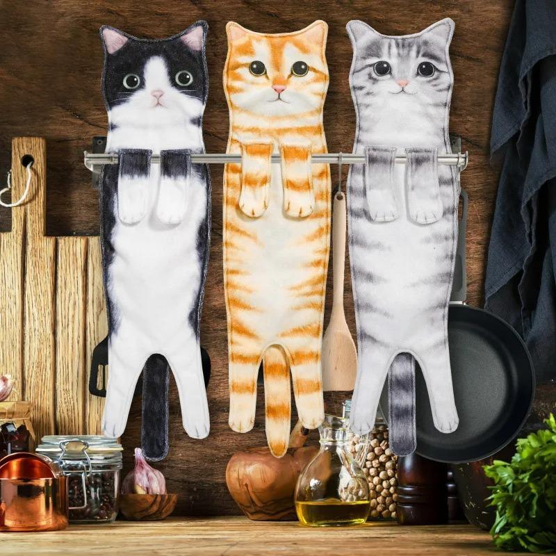 Funny Cat Hand Towels Kitchen Bathroom Hand Towel Quick Dry Soft Absorbent Microfiber Cat Shape Wipe Hands Towel For Cat Lovers Funny Cat Hand Towels Kitchen Bathroom Hand Towel Quick Dry Soft Absorbent Microfiber Cat Shape Wipe Hands Towel For Cat Lovers