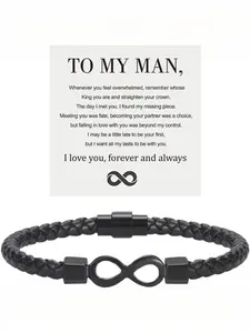 To My Man, Eternal Infinity Leather Bracelet Infinity Symbol Bracelet Husband Gifts from WifeI Love You Forever and Always Bracelets Boyfriend Anniversary Birthday Christmas Fathers Gifts for Men Son Grandson Heartfelt Gift Elegance Eternal Commitment