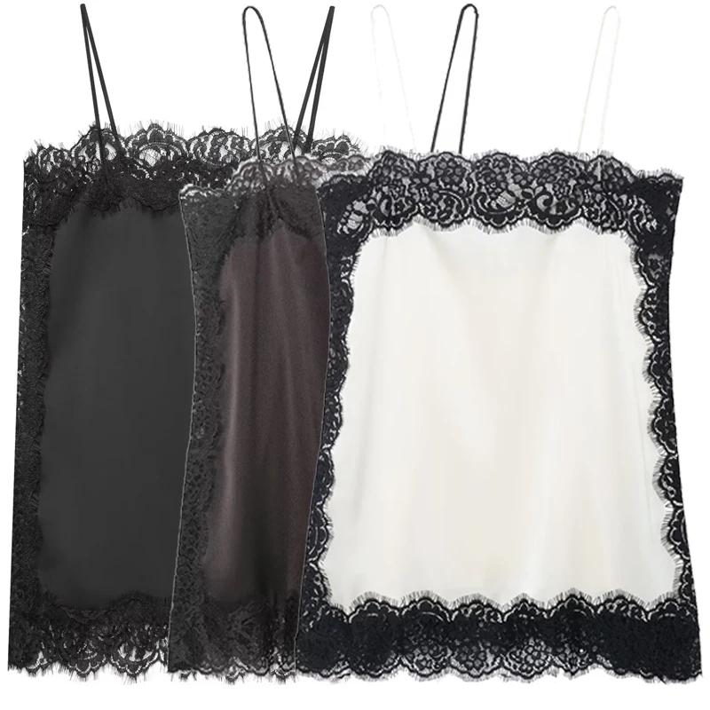 Aria Muse Satin Lace Slip Top Women Summer 2026 Y2K Crop Tanks & Camis Sexy Sleeveless Backless Camisole Elegant Party Tops For Woman