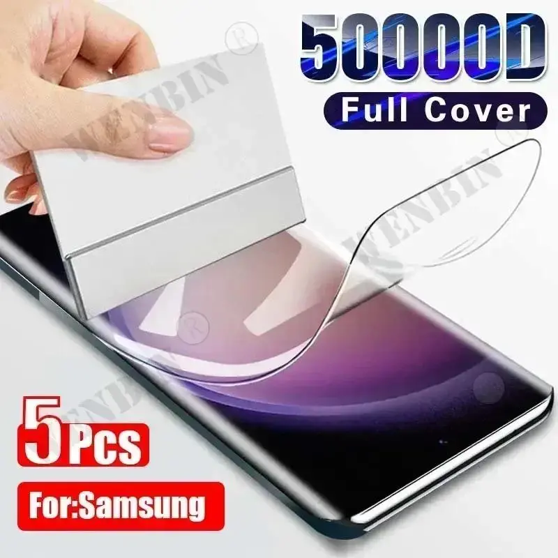 5Pcs Hydrogel Film For Samsung S26 S25 S24 S23 Ultra Plus S25 FE Full Cover Screen Protector For Samsung A56 A55 A36 A35 A26 A16, Smartphone, Handheld