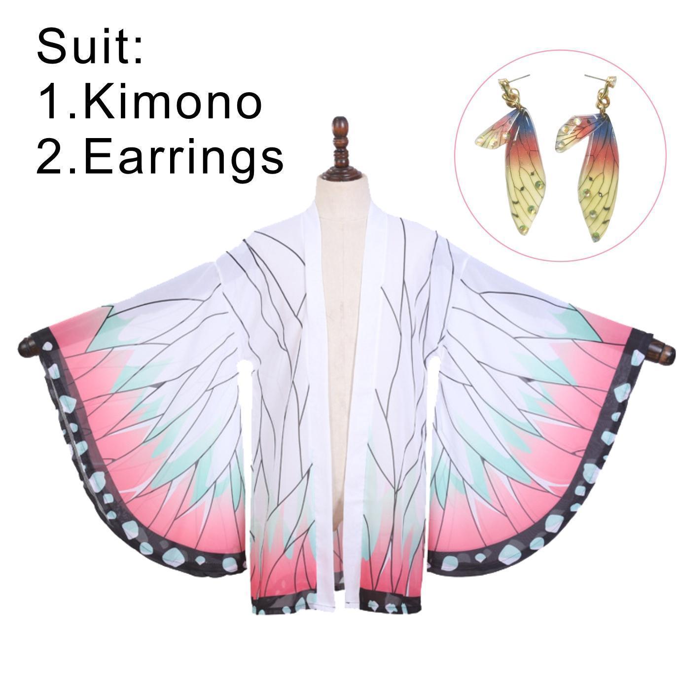 Japanese Anime Kochou Shinobu Cosplay Costume Summer Woman Kimono Cardigan Cloak Beach Vacation Bikini Butterfly Robe Tops