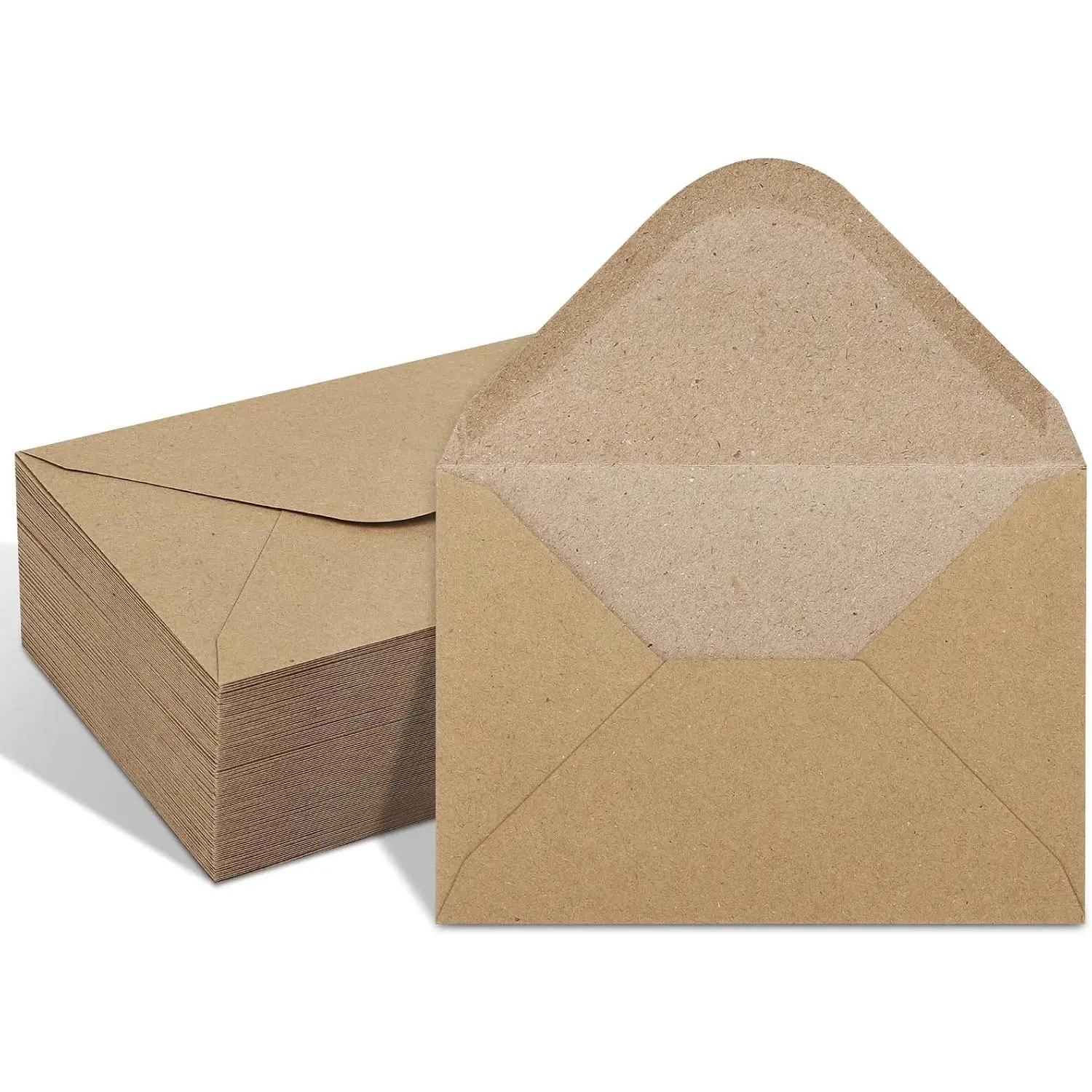 50 Pack Kraft 4x6 Envelopes, Contour Flap A4 Envelopes for Engagement Invites, Weddings Invitation, Announcements, Baby Shower, Perfect for RSVP Card 120gsm, 4.5 x 6.4 Inches - 100% RecycledGift