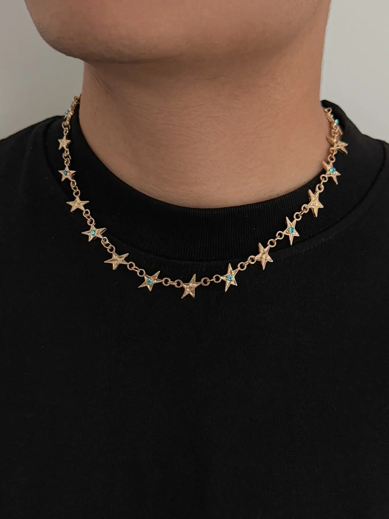 Trendy Hip-Hop Retro Acrylic Rhinestone Star Necklace, Chain Necklaces, Punk Rock Luxury, Casual Streetwear, Wedding Party Gift, Men's Fashion Jewelry