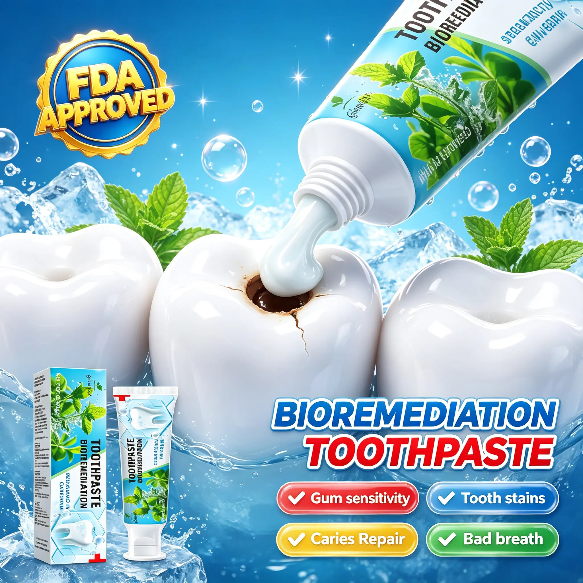 Bio-Repair Oral Toothpaste - FDA Certified, Advanced Biotechnology, Natural Herbal Ingredients, Reduces Gum Swelling, Cleans Plaque, Repairs Cavities, Solves Bad Breath