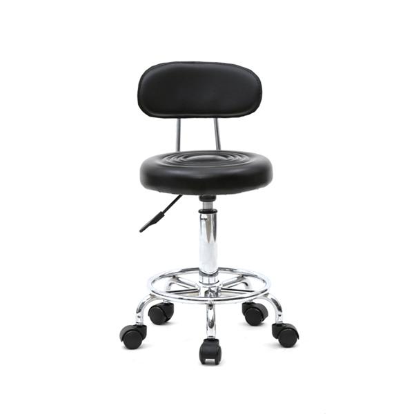 Drafting Chair with Backrest – Adjustable Foot Rest Rolling Stool with Wheels, PU Leather Swivel Stool for Office Spa Studio Lab Counter Salon Home Work Bar Kitchen Shop(Black)