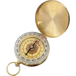 Brass Compass - Glow-in-the-Dark Military-Style Navigation Compass for Camping, Hiking, Orienteering and - Compact Pocket Compass for Adults and Kids