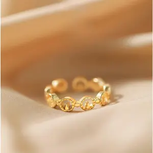 Sunshine Golden Mountain Ring for Women, Light Luxury Niche Design, Adjustable Index Finger Couple Rings