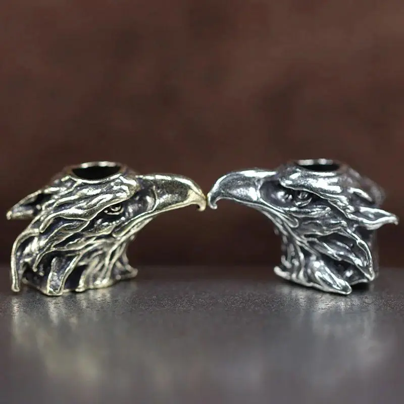 Animal Eagle Head Brass Knife Beads EDC DIY Paracord Woven Bracelets Lanyard Pendants Accessories Outdoor Tool Hangings Charms ﻿