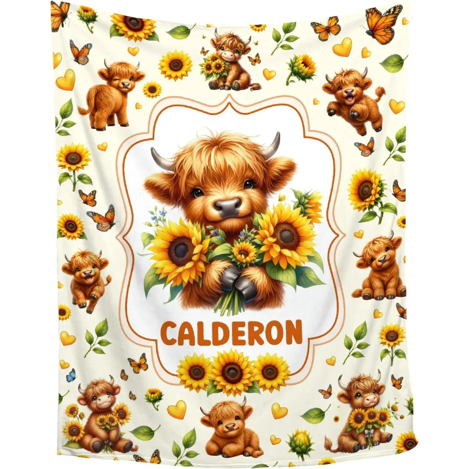 Custom Highland Cow Blanket,Personalized Throw Blankets with Name |   Super Soft Plush Flannel Blanket for Couch Bed Sofa Gifts for Boys Girls pet,30"x40"-Size for Pet Flannel Blanket