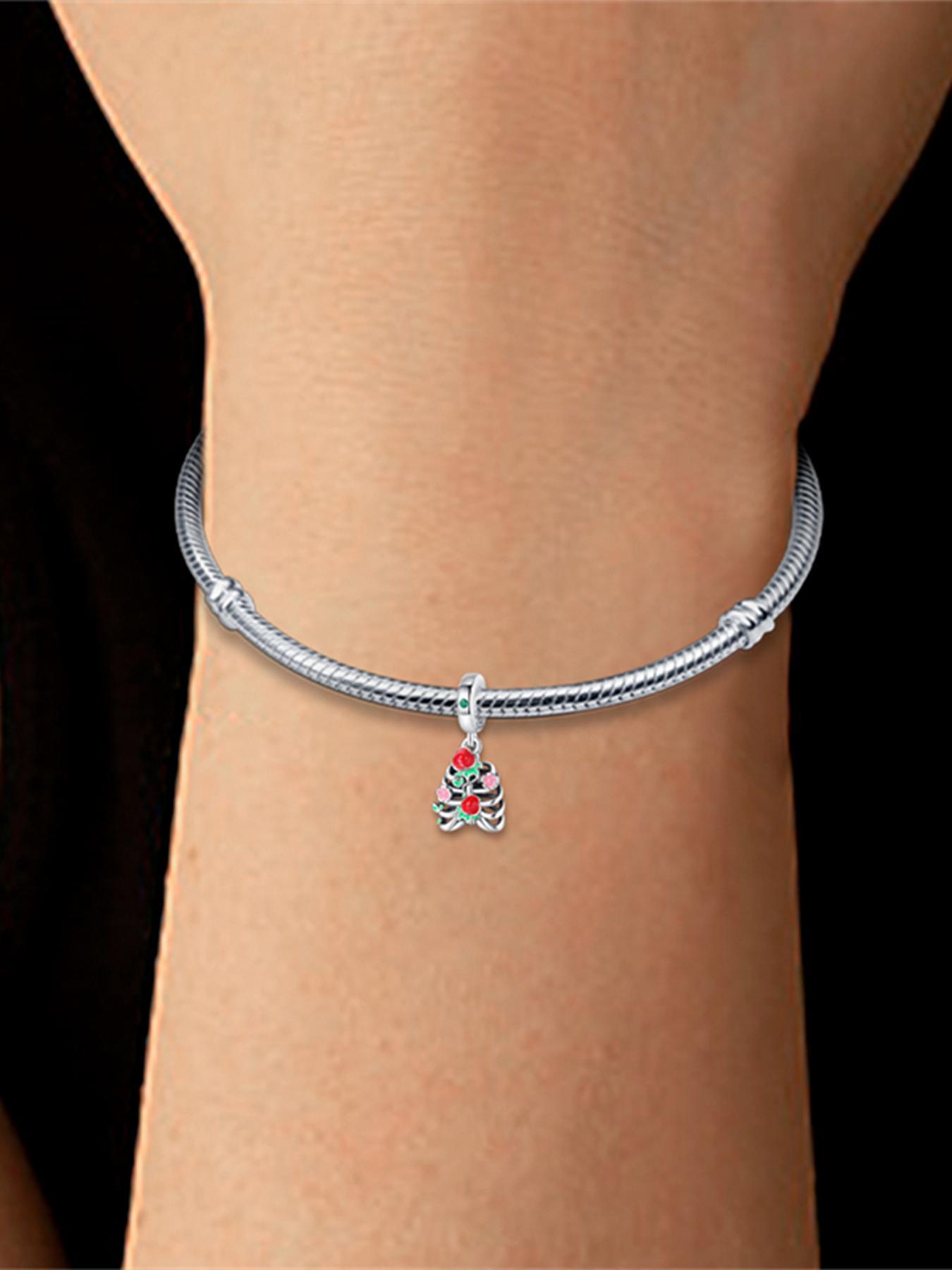 925 Sterling Silver Rhinestone & Flower Decor Pendant, Fashionable Pendant for Women & Girls, Trendy All-match & Exquisite Jewelry for Birthday Gift