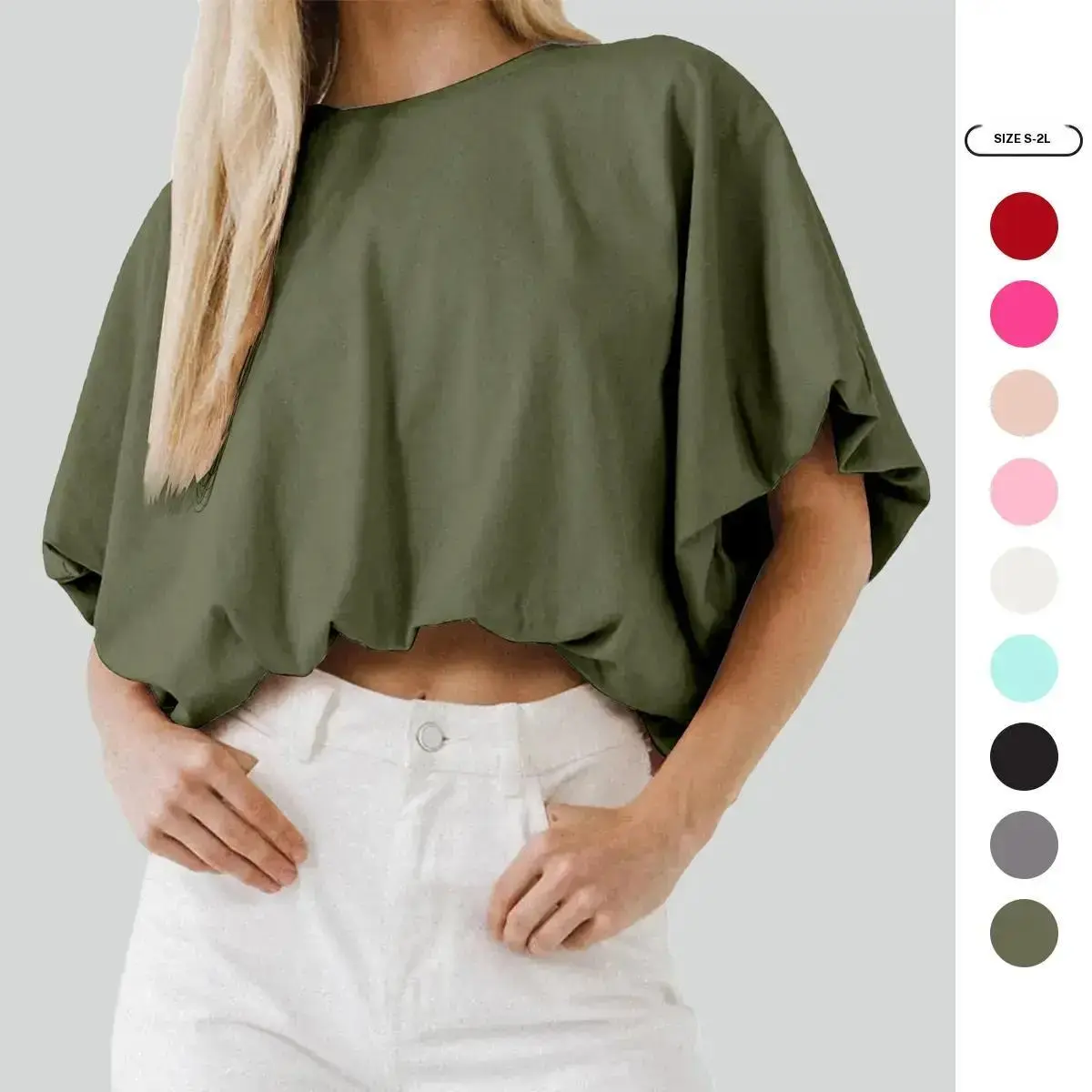 Imily Bela Women's Summer Crewneck Crop Tops Short Sleeve Casual Loose Cropped T Shirts Imily Bela Women's Summer Crewneck Crop Tops Short Sleeve Casual Loose Cropped T Shirts