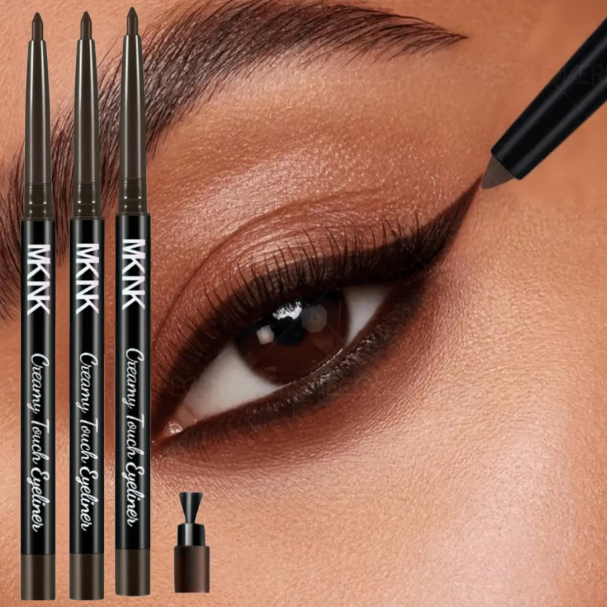 Three-Pack Automatic Retractable Eyeliner Pens, Long-Lasting, Smudge-Proof, Gel Texture, High Pigmentation, Precision Tip, Gift Idea, Makeup